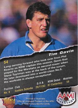 1996 Futera Rugby Union #54 Tim Gavin Back